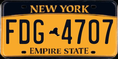 NY license plate FDG4707