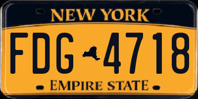 NY license plate FDG4718