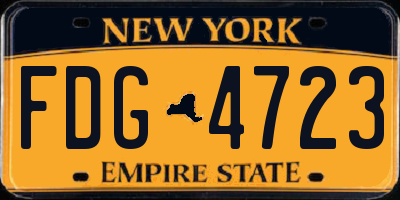 NY license plate FDG4723
