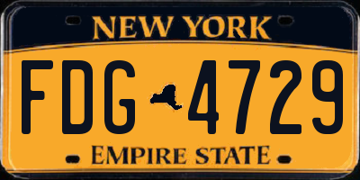 NY license plate FDG4729