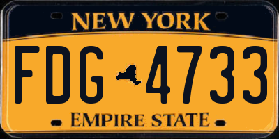 NY license plate FDG4733