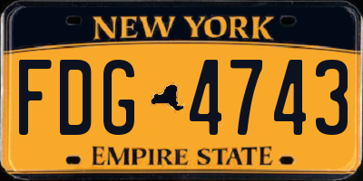 NY license plate FDG4743