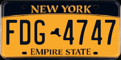 NY license plate FDG4747