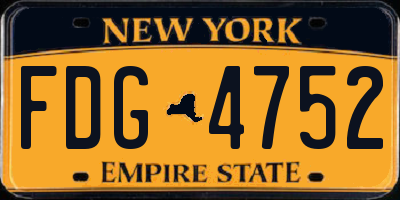 NY license plate FDG4752
