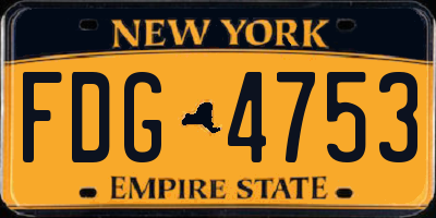 NY license plate FDG4753