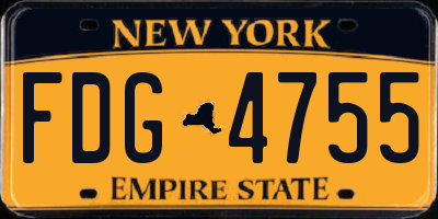 NY license plate FDG4755