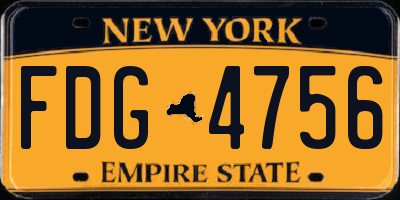 NY license plate FDG4756