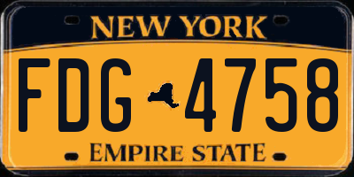 NY license plate FDG4758