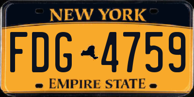 NY license plate FDG4759