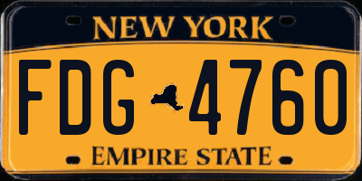 NY license plate FDG4760
