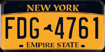 NY license plate FDG4761