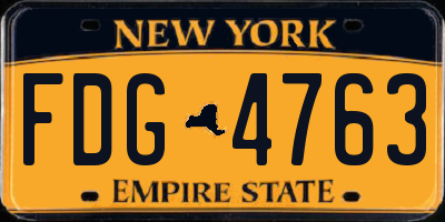 NY license plate FDG4763