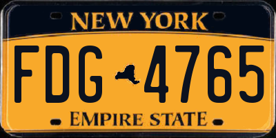 NY license plate FDG4765