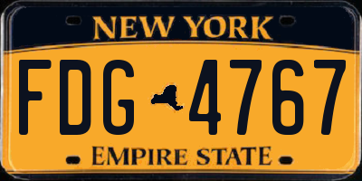 NY license plate FDG4767