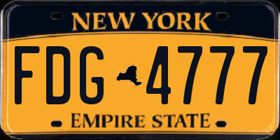 NY license plate FDG4777