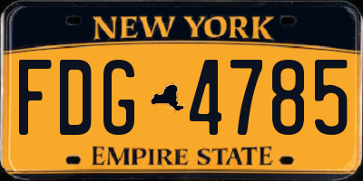 NY license plate FDG4785