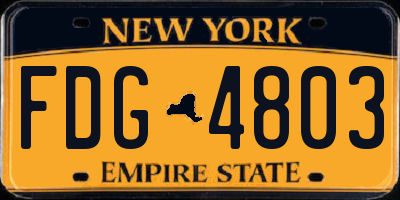 NY license plate FDG4803