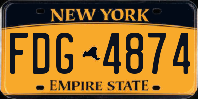 NY license plate FDG4874