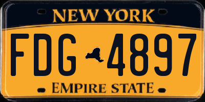 NY license plate FDG4897
