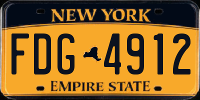 NY license plate FDG4912