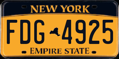 NY license plate FDG4925