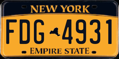 NY license plate FDG4931