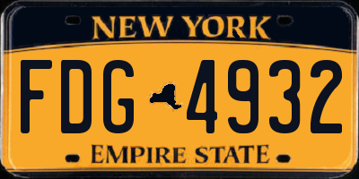 NY license plate FDG4932