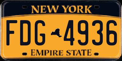 NY license plate FDG4936