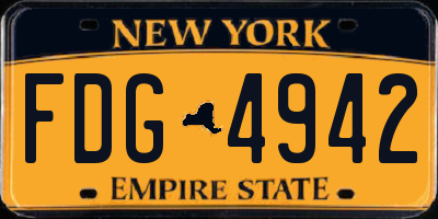 NY license plate FDG4942