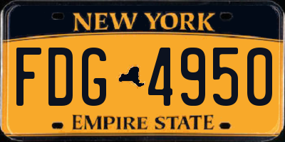NY license plate FDG4950