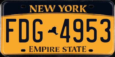 NY license plate FDG4953