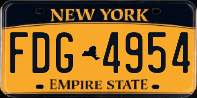 NY license plate FDG4954
