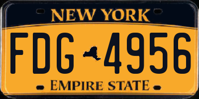 NY license plate FDG4956