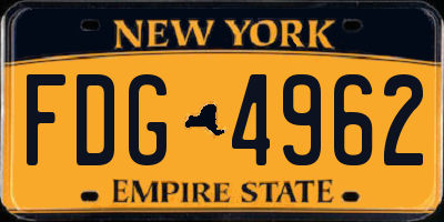 NY license plate FDG4962