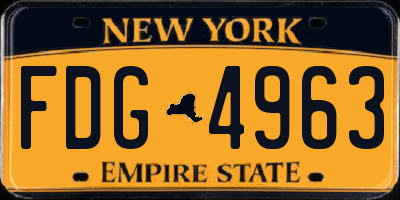 NY license plate FDG4963