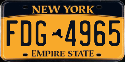 NY license plate FDG4965