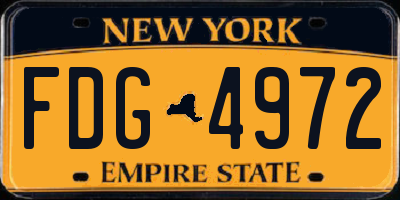 NY license plate FDG4972