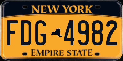 NY license plate FDG4982