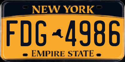 NY license plate FDG4986