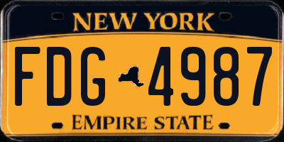 NY license plate FDG4987