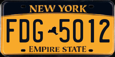 NY license plate FDG5012