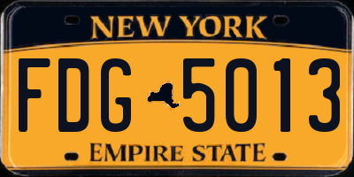 NY license plate FDG5013