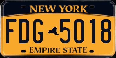 NY license plate FDG5018