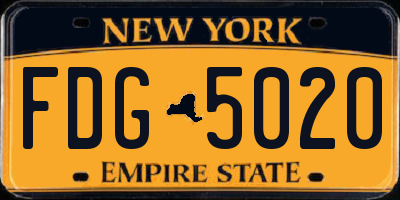 NY license plate FDG5020