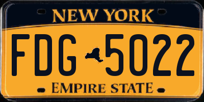 NY license plate FDG5022