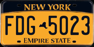 NY license plate FDG5023