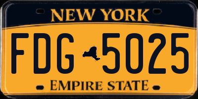 NY license plate FDG5025