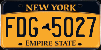 NY license plate FDG5027