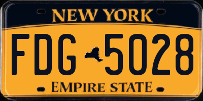 NY license plate FDG5028