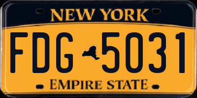 NY license plate FDG5031